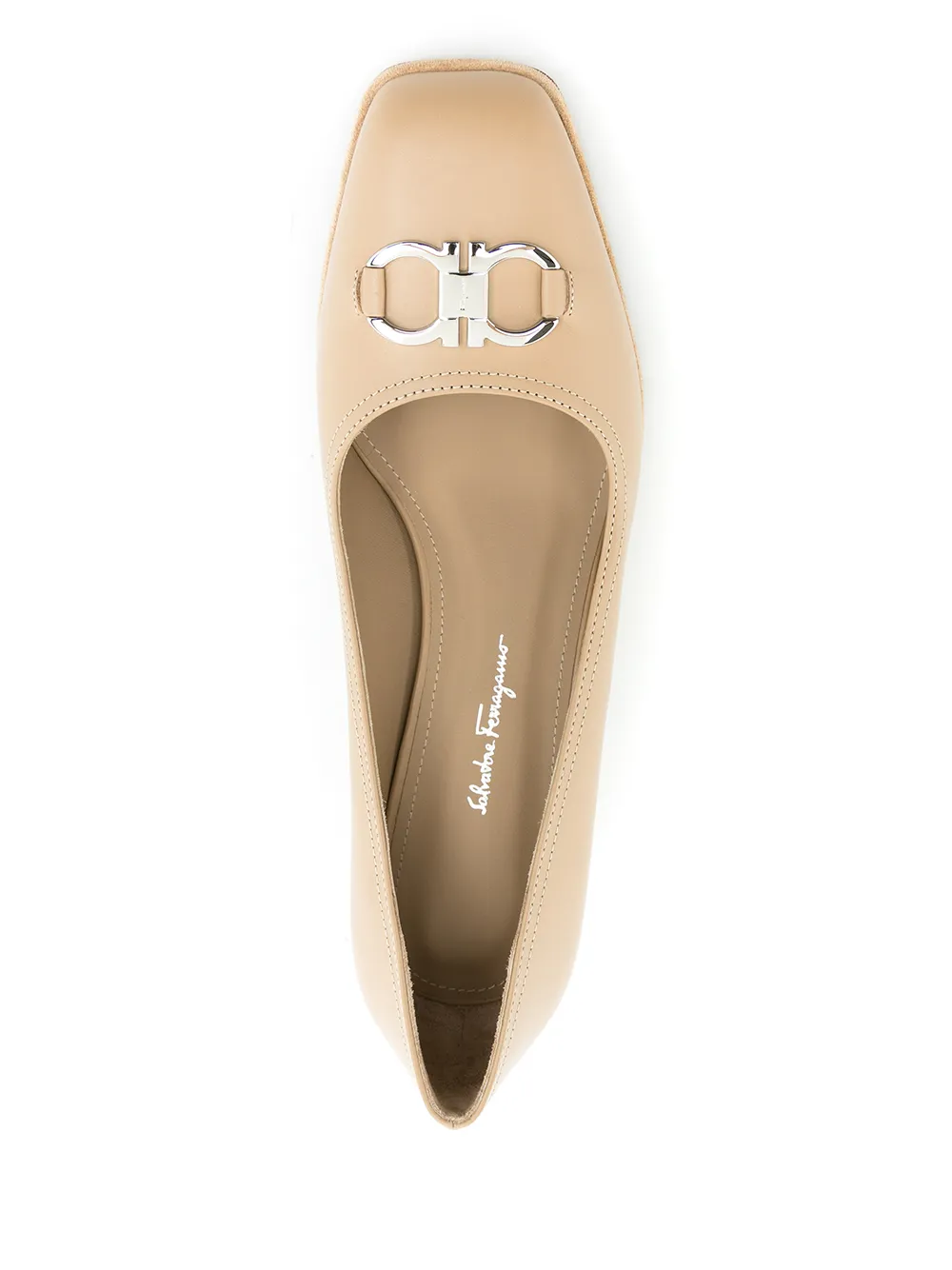 Ferragamo Gancini 55m square-toe pumps Neutrals