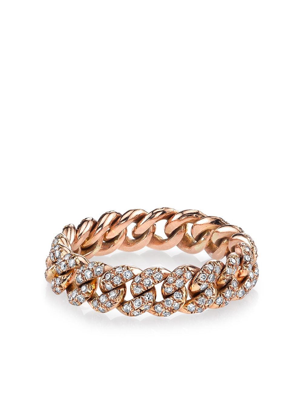 18kt rose gold mini pave diamond link ring