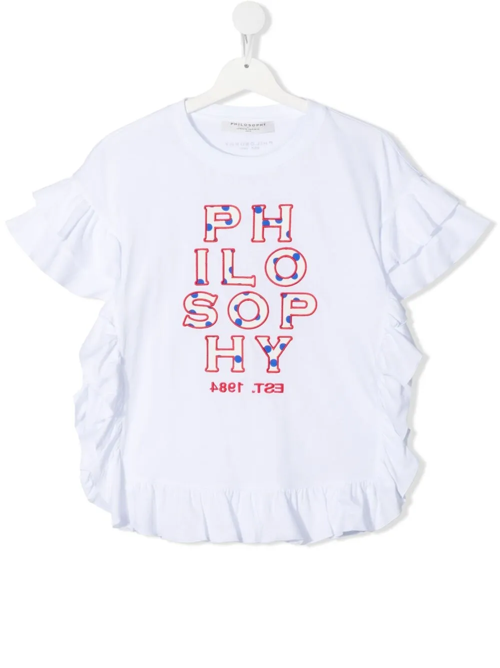 Philosophy Di Lorenzo Serafini Teen Logo-embroidered Ruffled Blouse In White