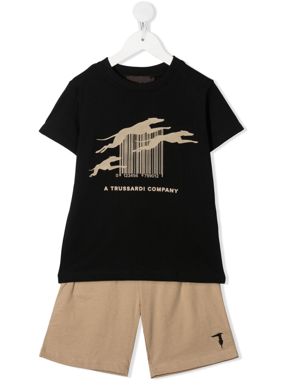 Trussardi Junior Teen Logo Print T-shirt And Shorts Set In Black