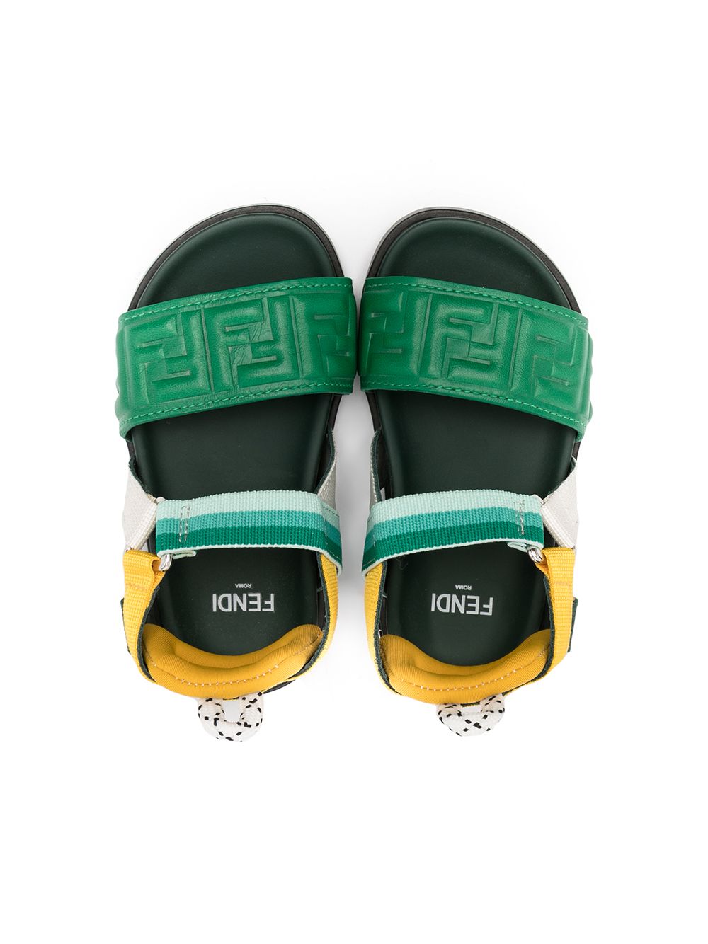 Shop Fendi Stripe-detail Strappy Sandals In Green