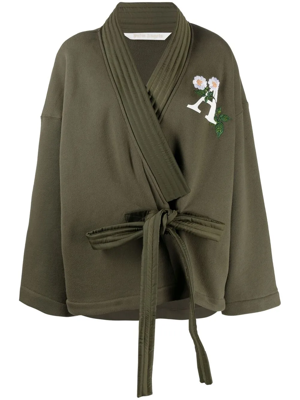 Palm Angels Daisy Logo Fleece Kimono Jacket In Green