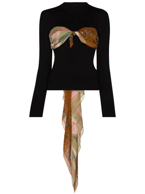 Marine Serre draped silk scarves jumper