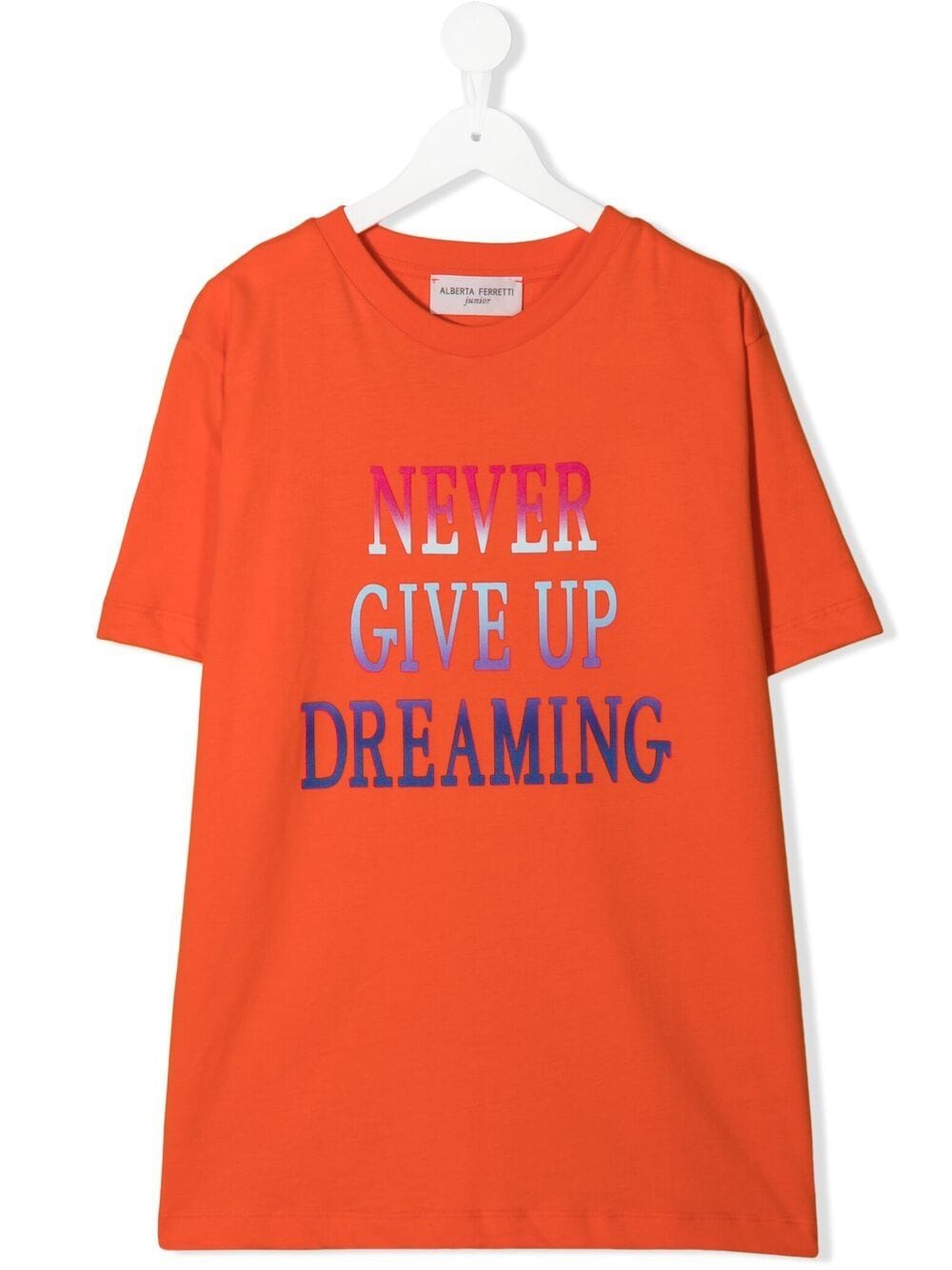 Alberta Ferretti Teen Never Give Up Dreaming-print T-shirt In Orange