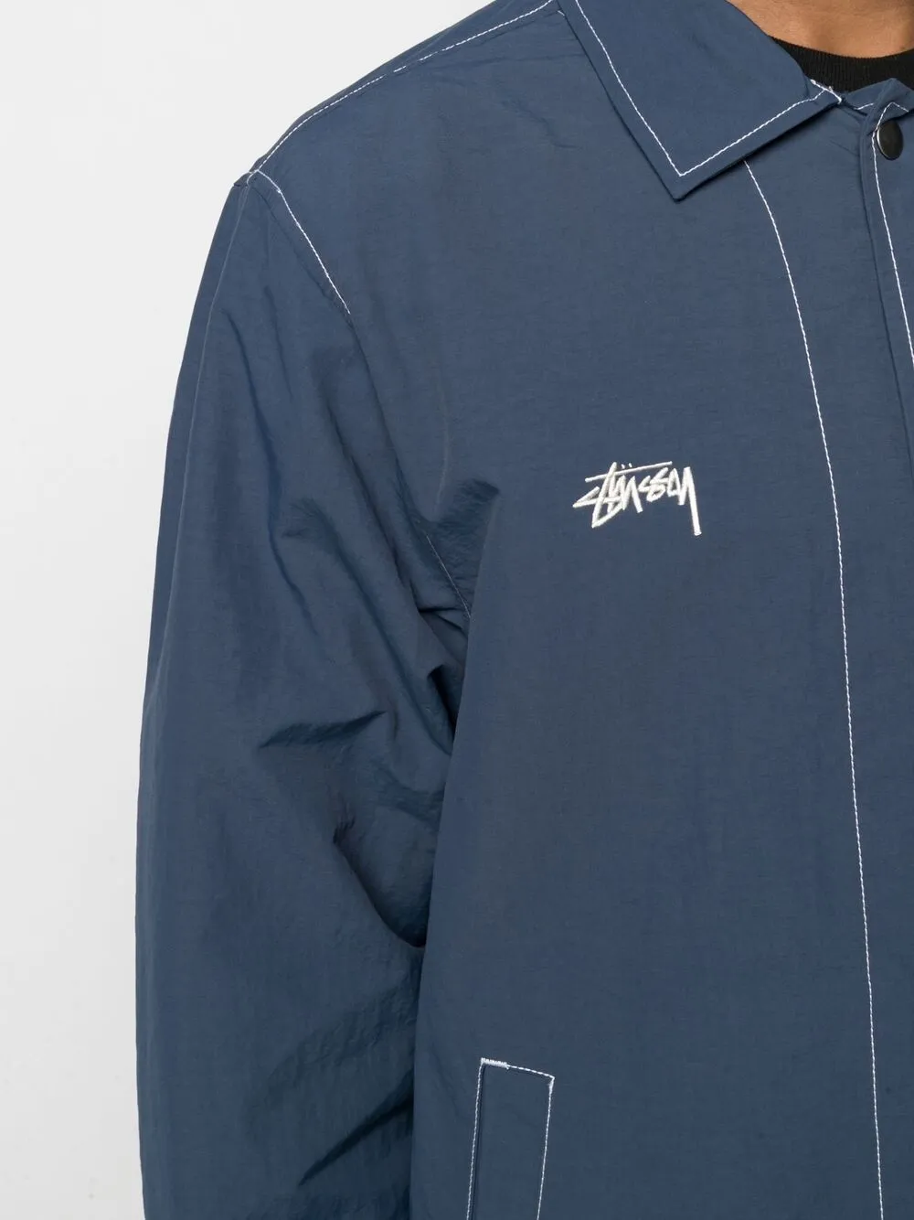 фото Stussy куртка-рубашка folsom с вышитым логотипом