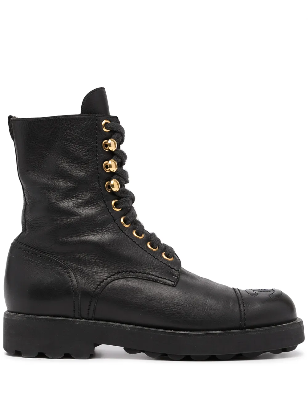 Image 1 of CHANEL Pre-Owned 1990s CC stitch lace-up boots