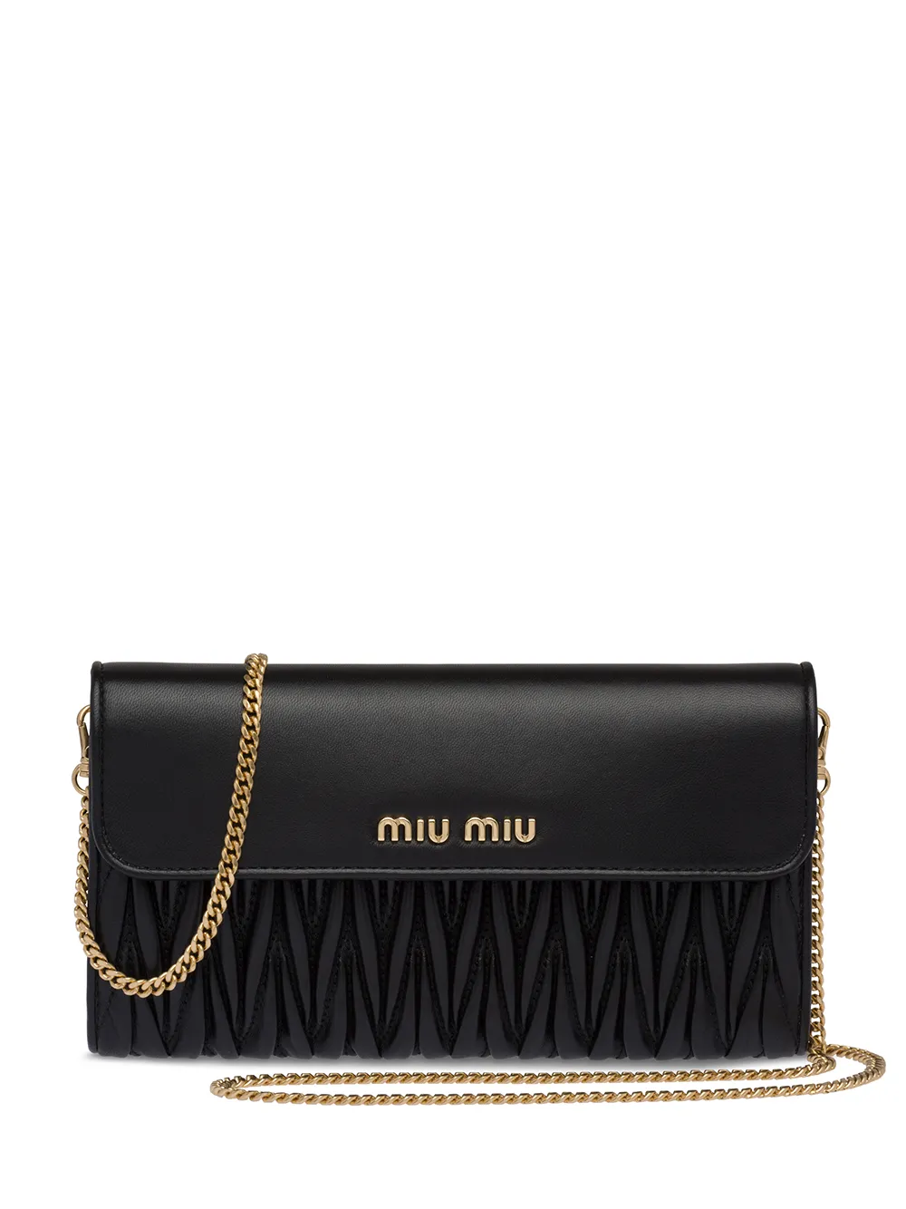 Image 1 of Miu Miu matelassé leather chain wallet