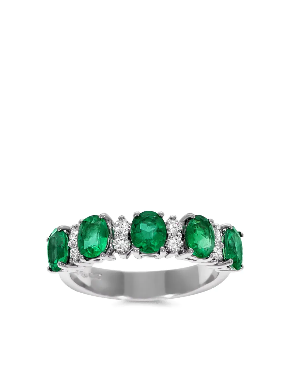 LEO PIZZO 18K white gold Eternity diamond and emerald band ring