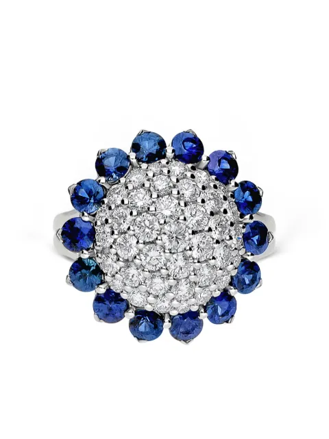 LEO PIZZO anillo Aurora en oro blanco de 18kt con diamantes y zafiro
