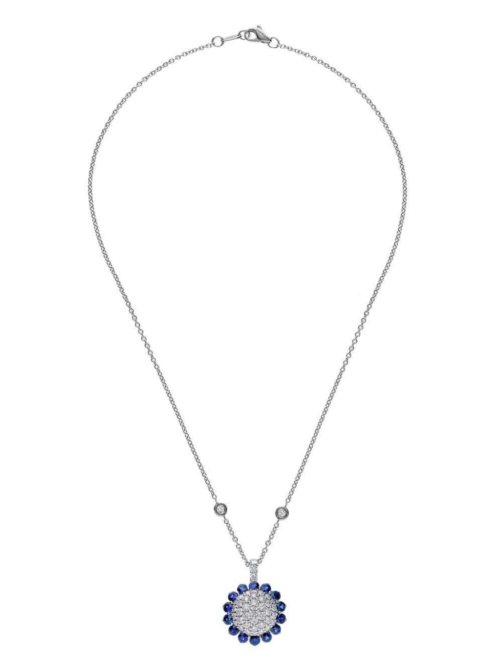 18kt white gold diamond sapphire Aurora necklace