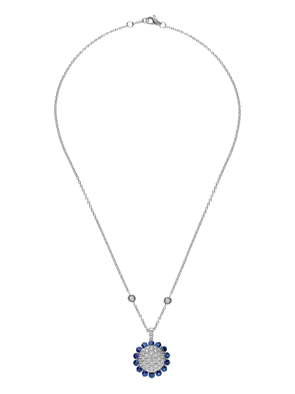 18k White Gold Aurora Diamond And Sapphire Necklace