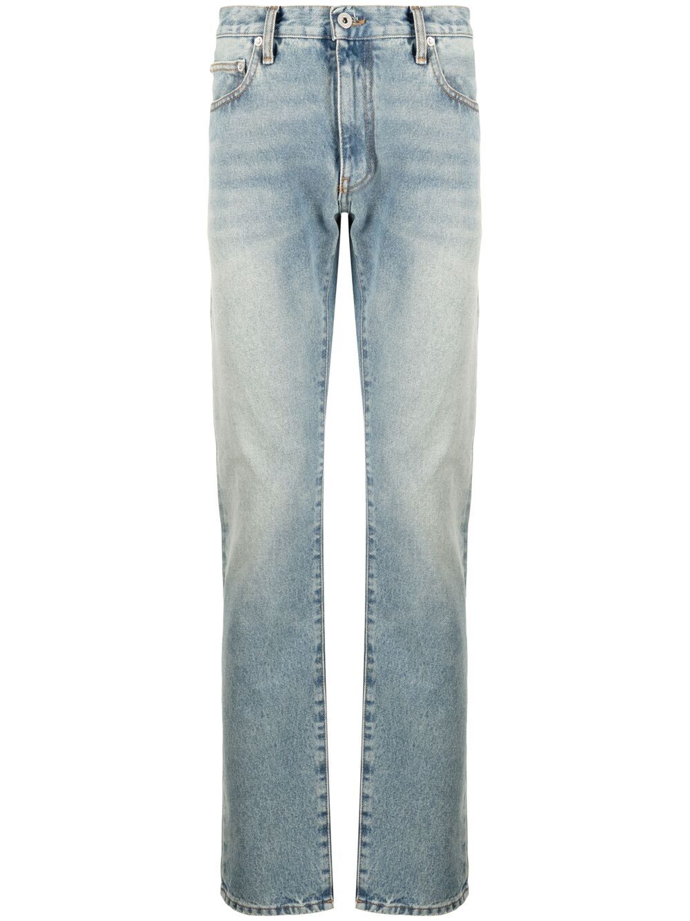 Off-white Faded-effect Straight-leg Jeans In Blue