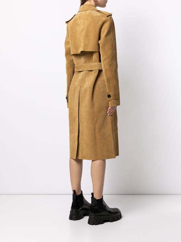 beige suede trench coat