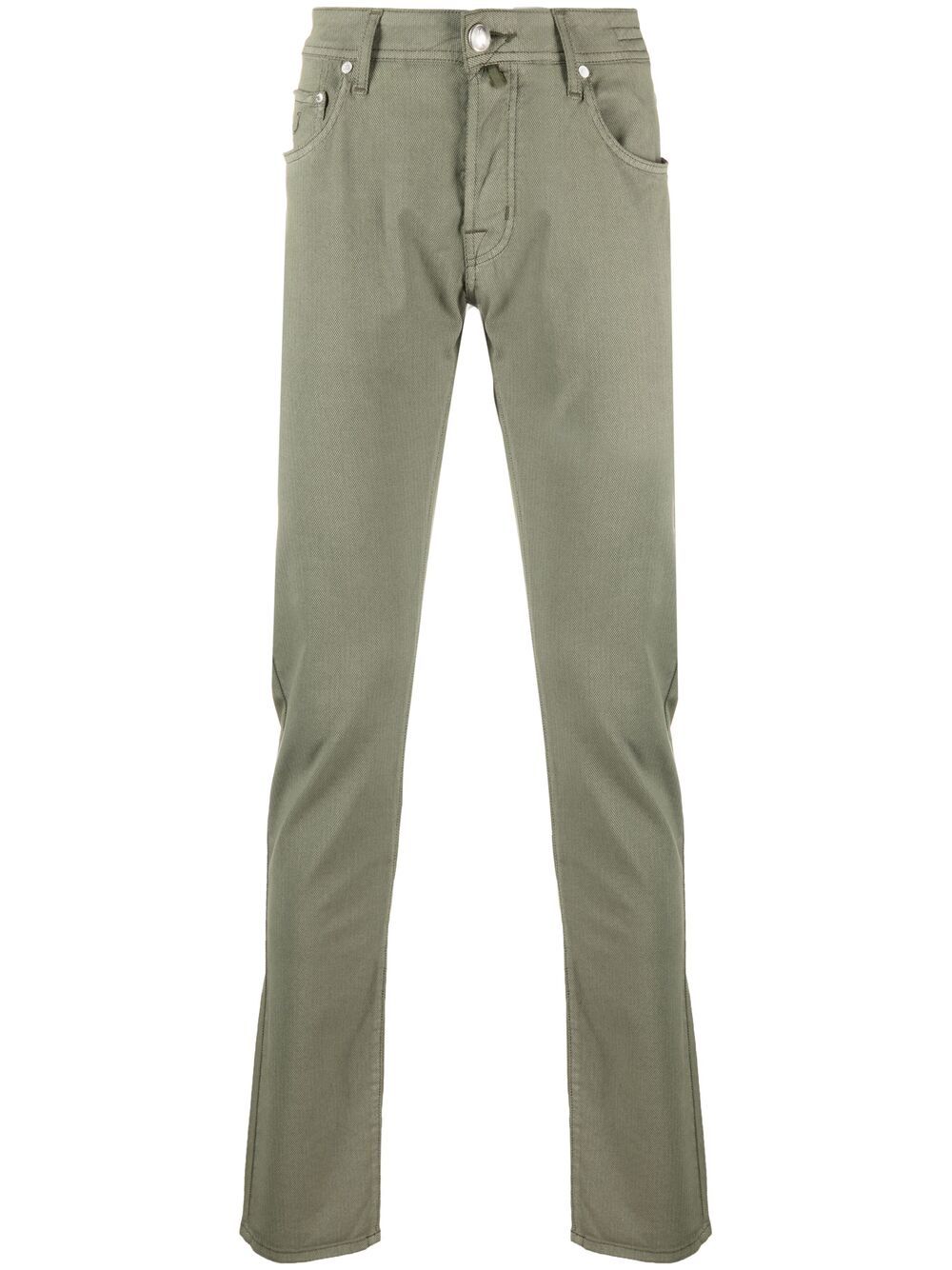 Shop Jacob Cohen Logo-patch Chino Trousers In Green