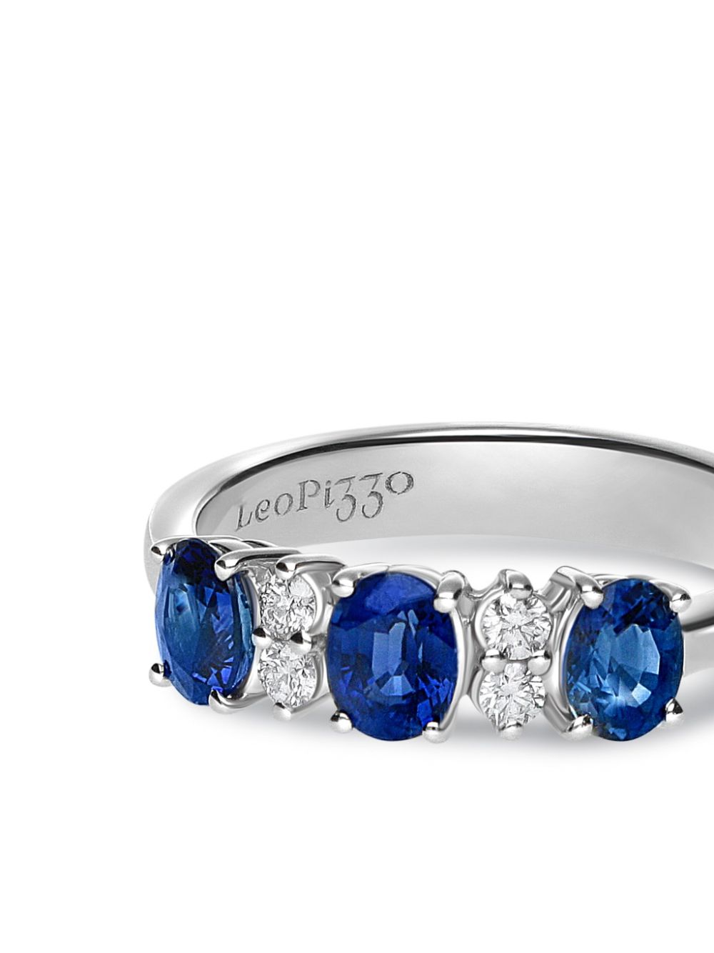 Shop Leo Pizzo 18kt White Gold Diamond Sapphire Eternity Band Ring In Silver