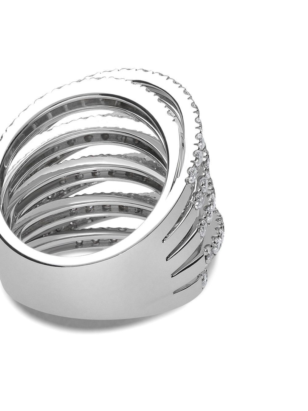 Shop Leo Pizzo 18kt White Gold Diamond Waves Ring In Silver