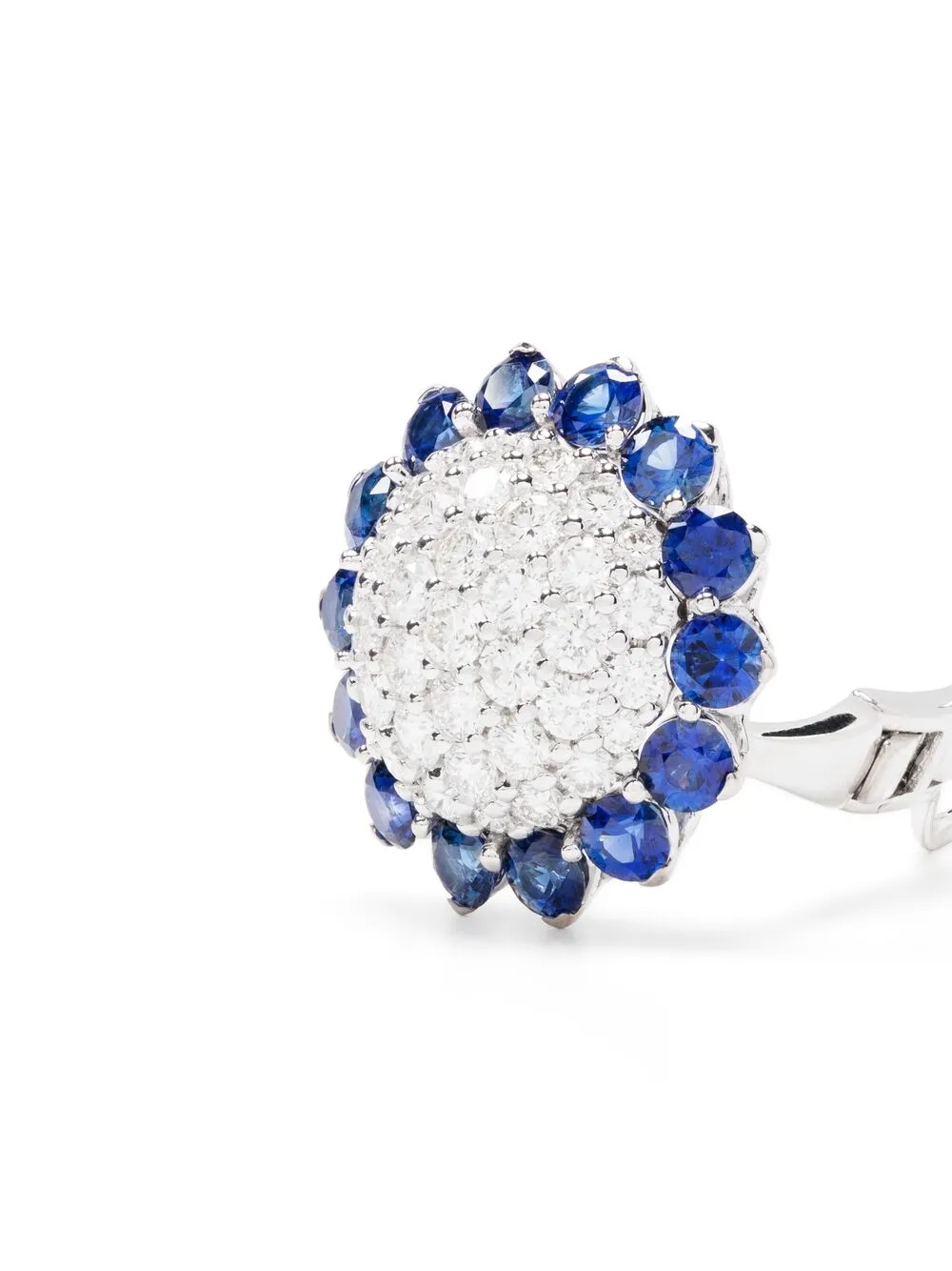 Leo Pizzo 18kt White Gold Diamond Sapphire Aurora Earrings In Silver