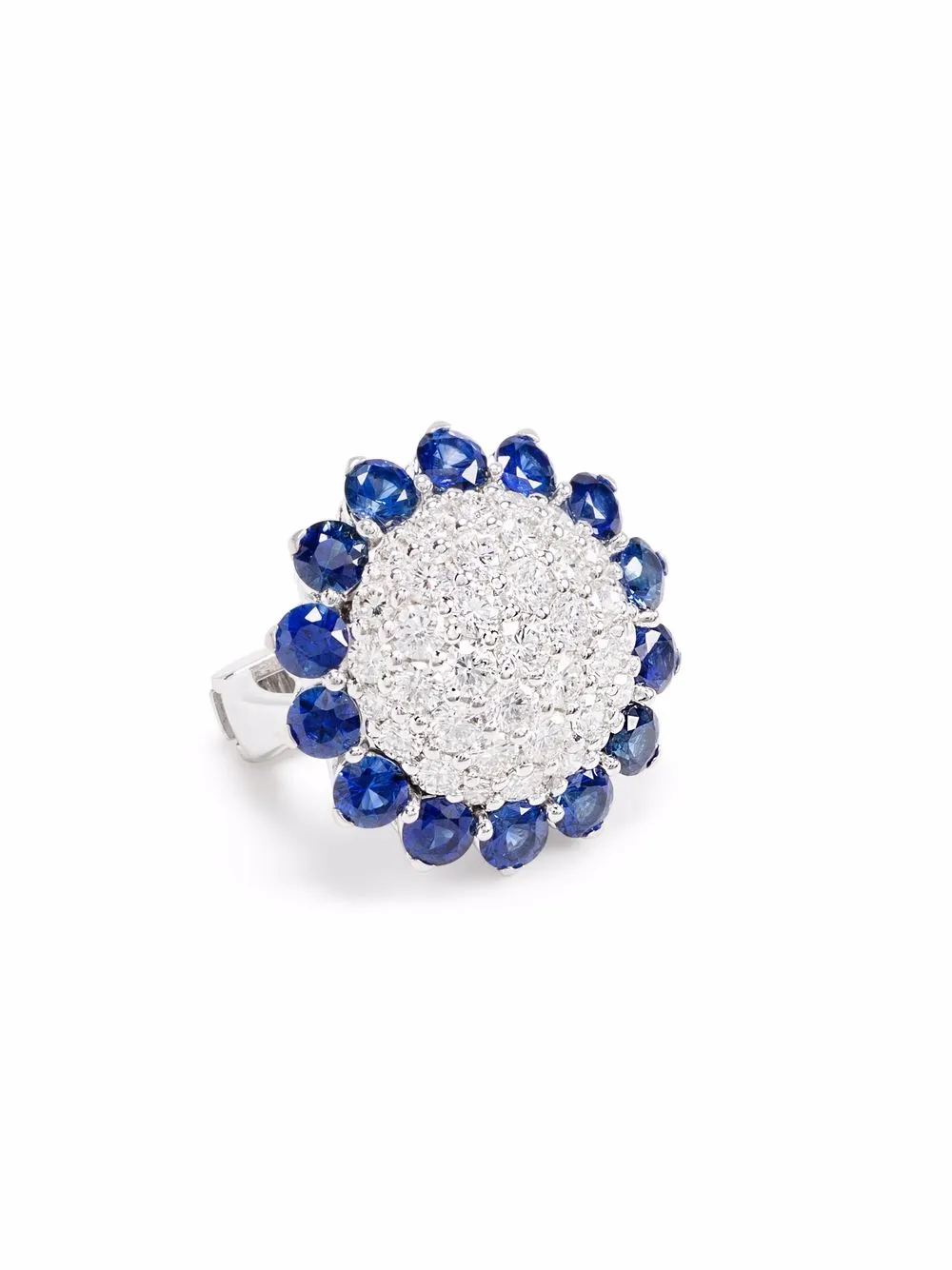Leo Pizzo 18kt White Gold Diamond Sapphire Aurora Earrings In Silver