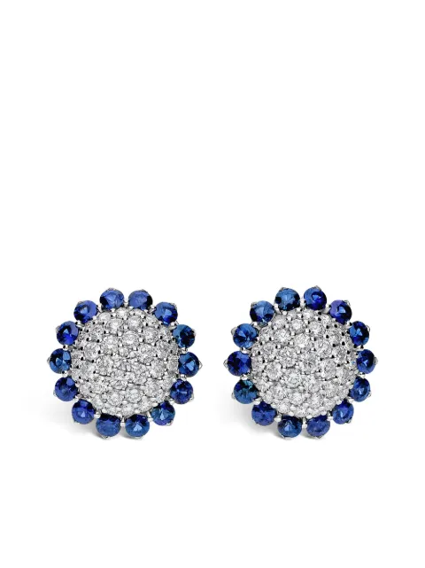 LEO PIZZO aretes Aurora en oro blanco de 18kt con diamantes y zafiro