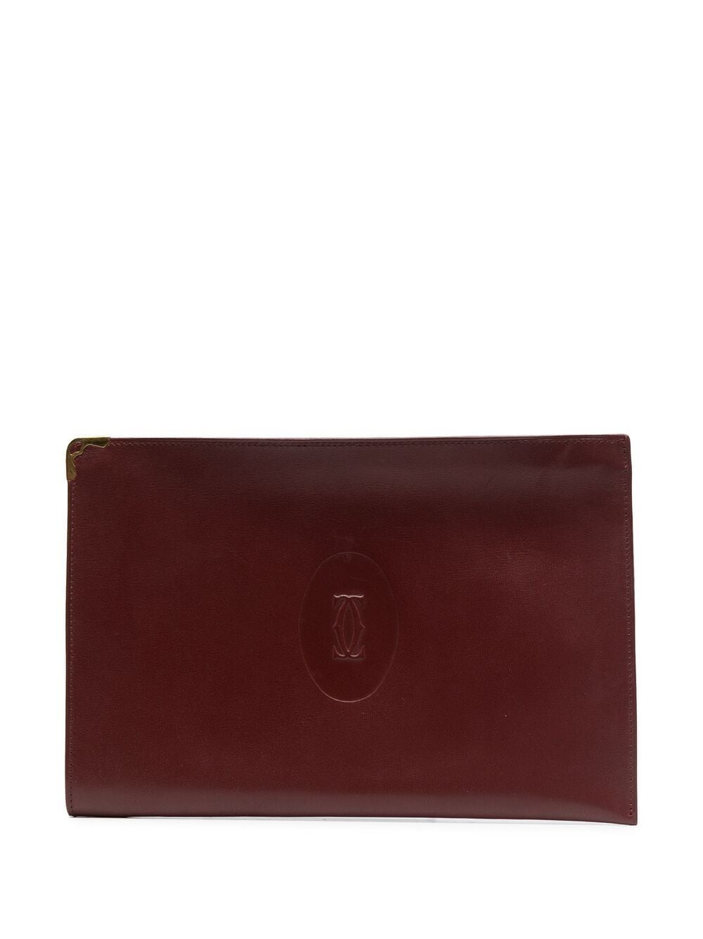 Pre-owned Cartier  Embossed Logo Clutch In Red