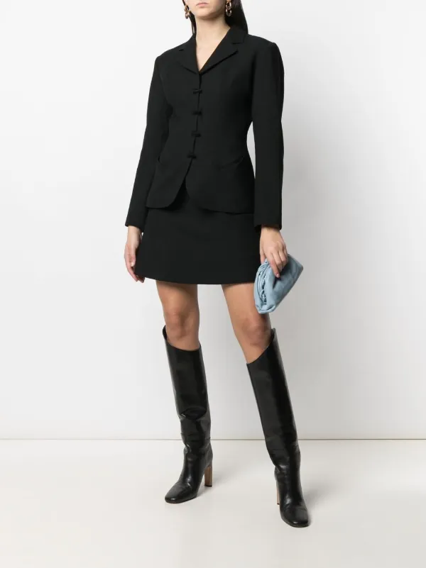 Alaïa Pre-Owned 1991-1992 Notched Lapels Skirt Suit | Black Alaïa Pre-Owned 1991-1992 Notched Lapels Skirt Suit | Black