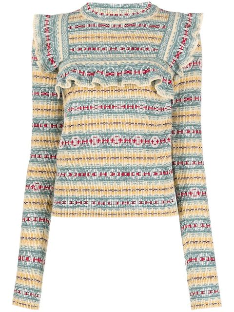 Louis Vuitton pre-owned ruffle detailing knitted top