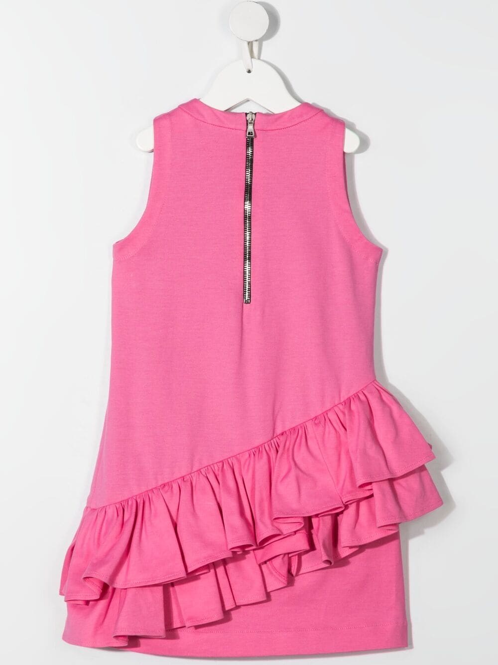 Shop Balmain Logo-print Ruffled Dress In Pink