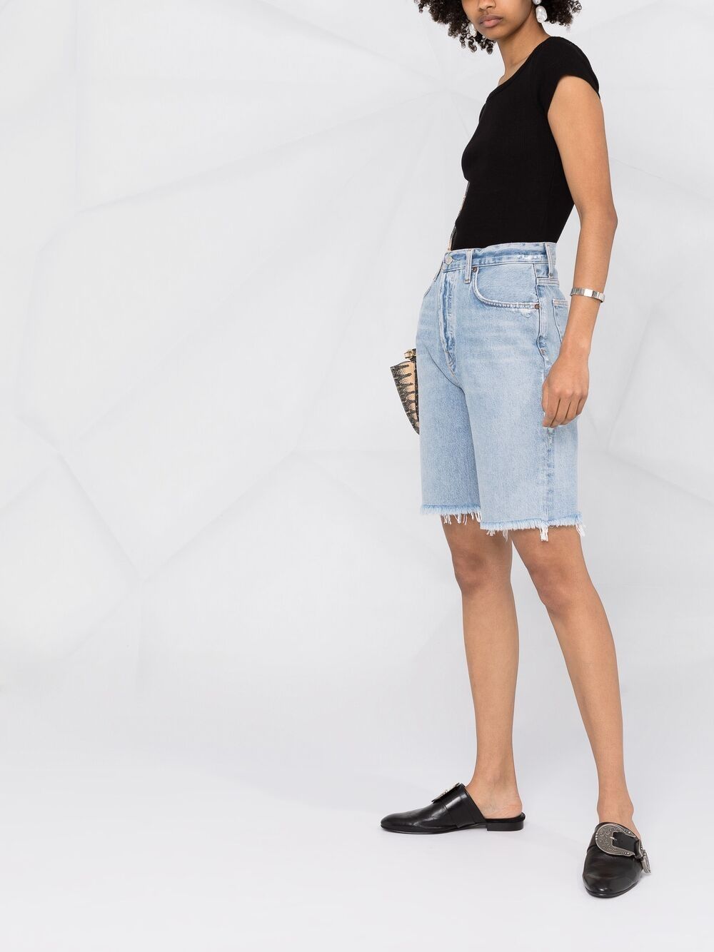 Shop Agolde High-rise Knee-length Jeans In Blue