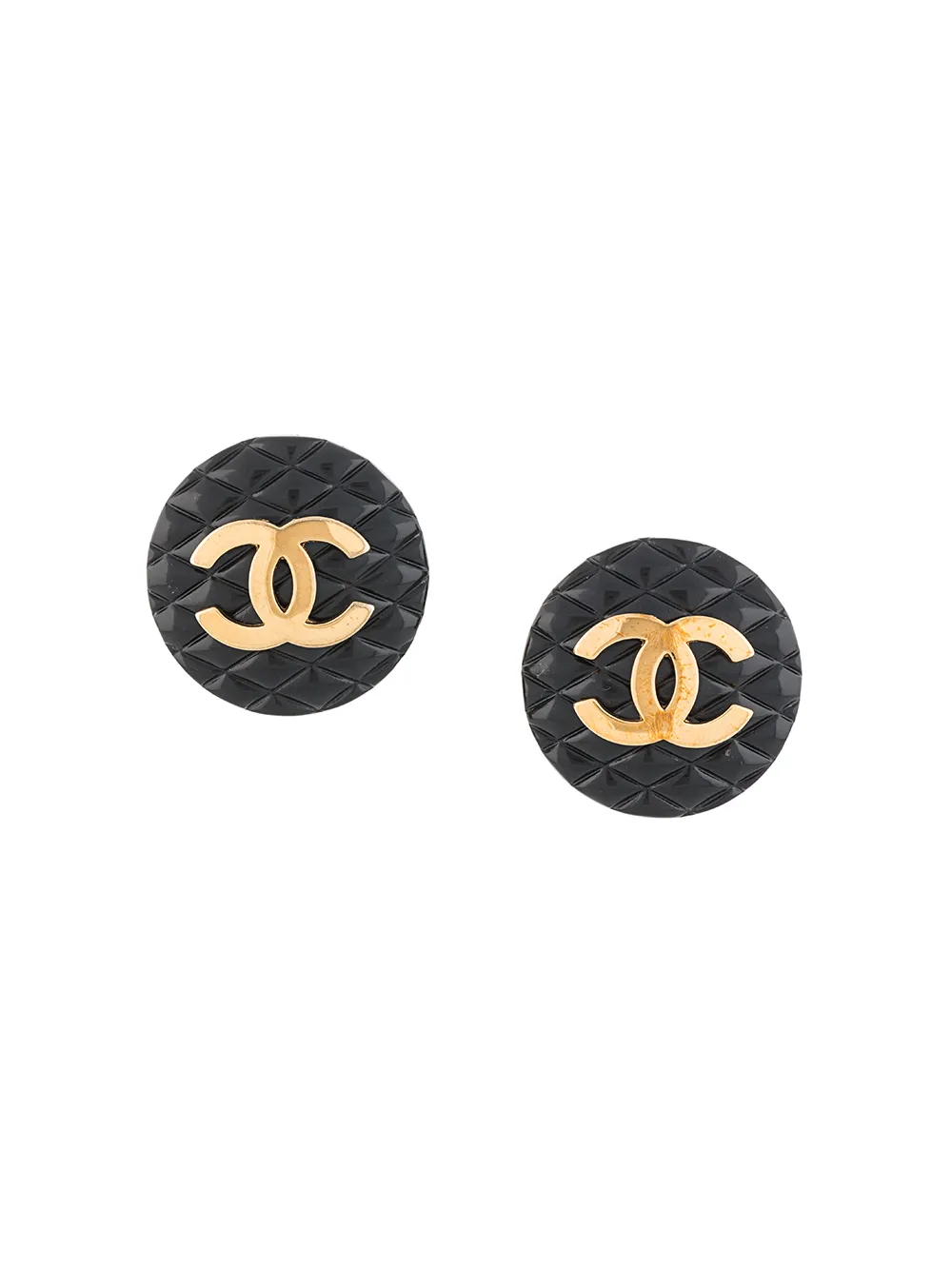 CHANEL Pre-Owned 1990s CC button clip-on earrings - Black
