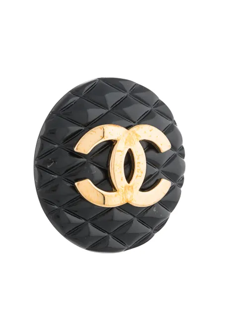 Chanel Pre-Owned CC button clip-on earrings black & gold ER29 - Farfetch Chanel Pre-Owned CC Button clip-on Earrings - Farfetch