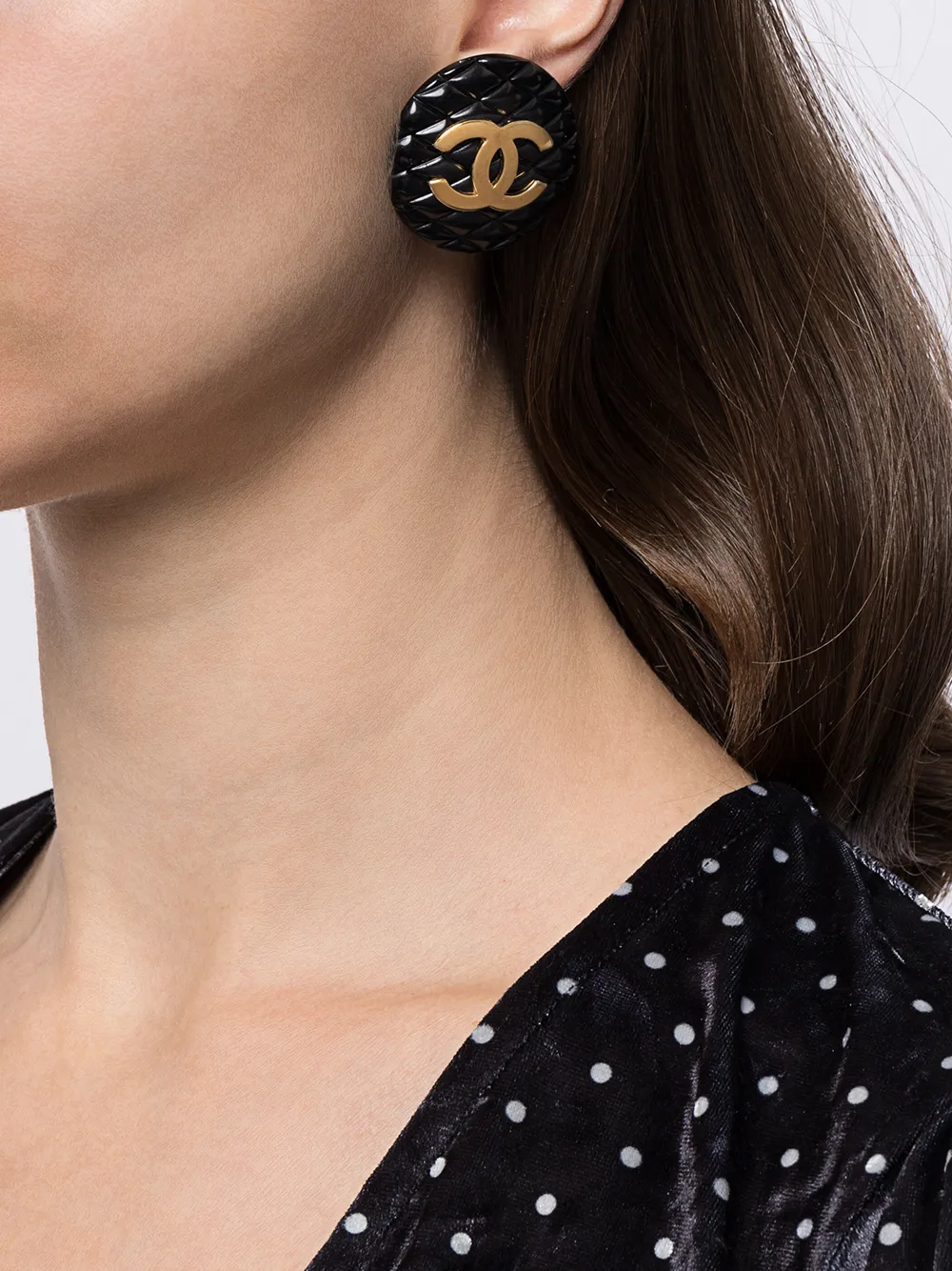 CHANEL Pre-Owned Oorclips met CC-logo - Zwart