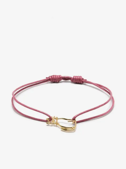 Aliita pulsera de cuerda con dije de gato en oro amarillo de 9kt