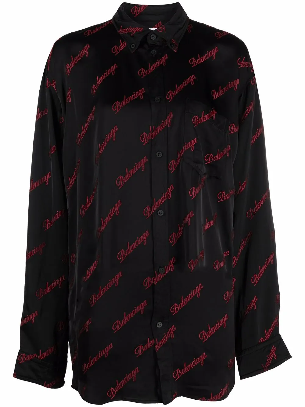 Image 1 of Balenciaga logo-embroidered long-sleeve shirt
