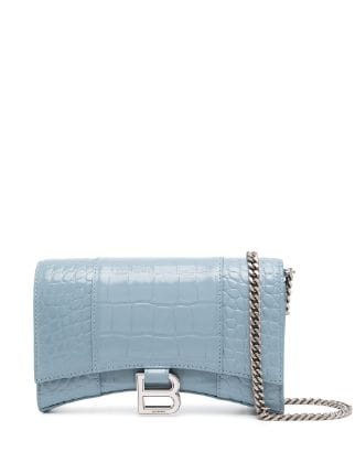 Balenciaga Hourglass Chain Wallet Leather Blue