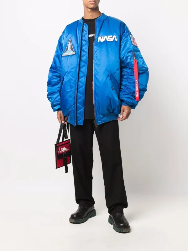 Balenciaga Multi-Patch Nasa Bomber Jacket - Blue