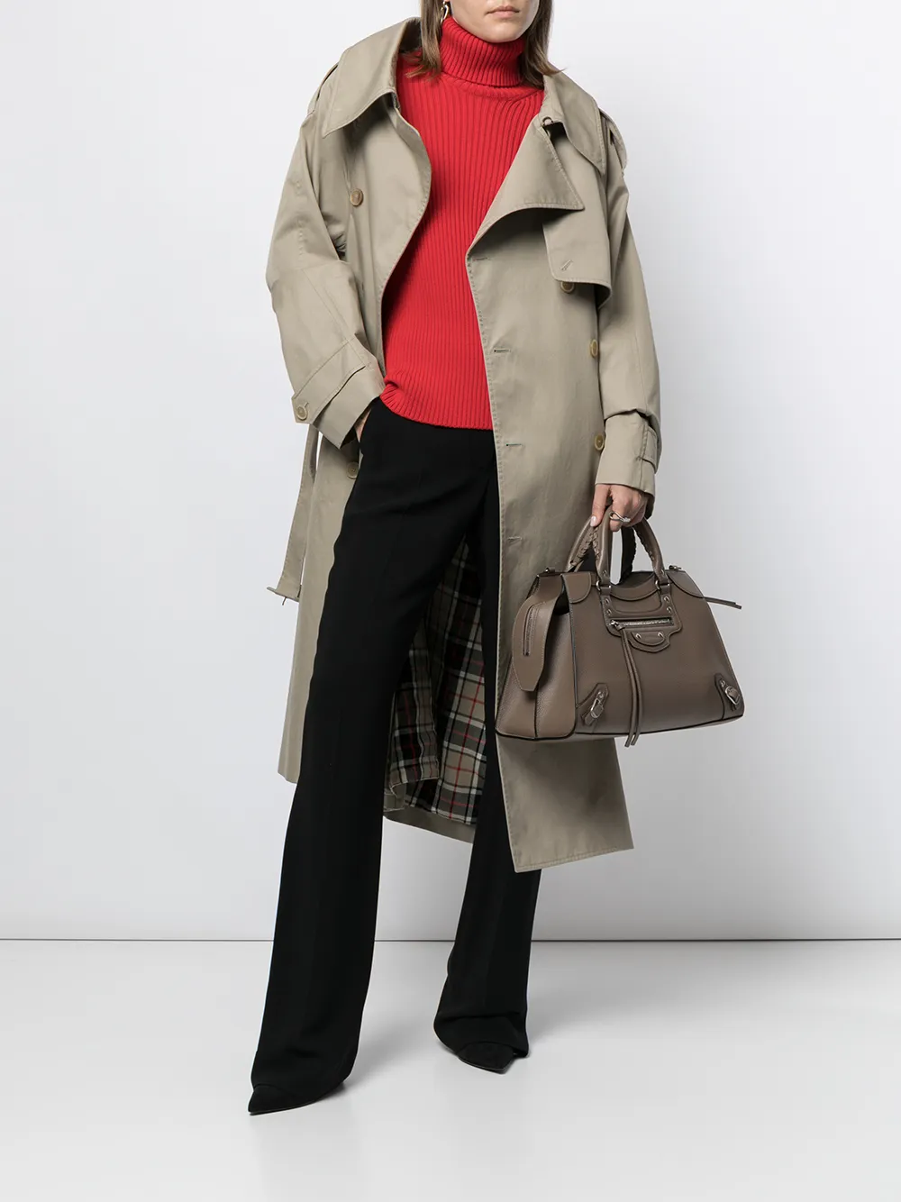 Shop Balenciaga Asymmetric-lapels Trench Coat In Brown