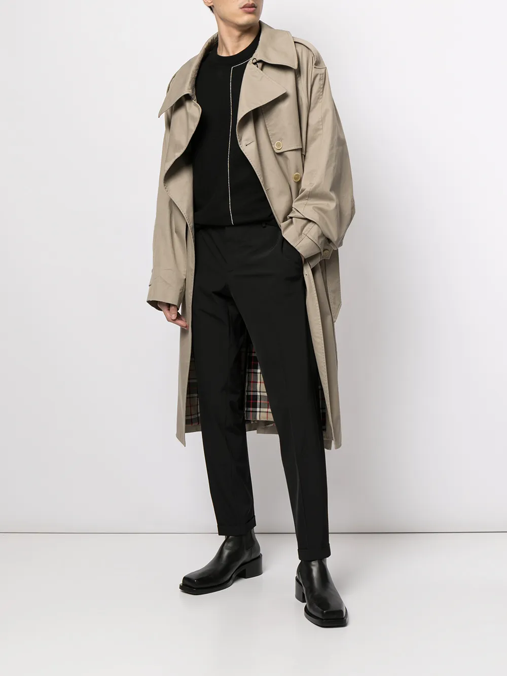 Balenciaga Trenchcoat met asymmetrische afwerking - Bruin