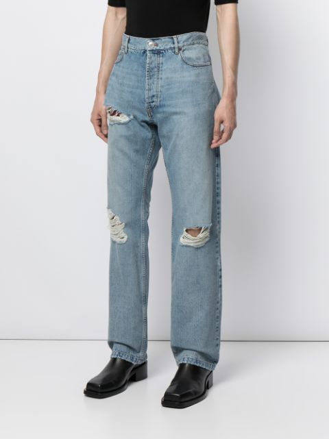 Shop Balenciaga Destroyed Normal straight-leg denim jeans with Express ...