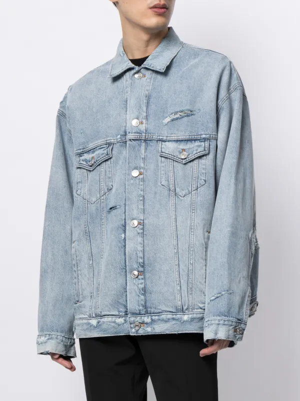 Shop Balenciaga distressed-effect denim 