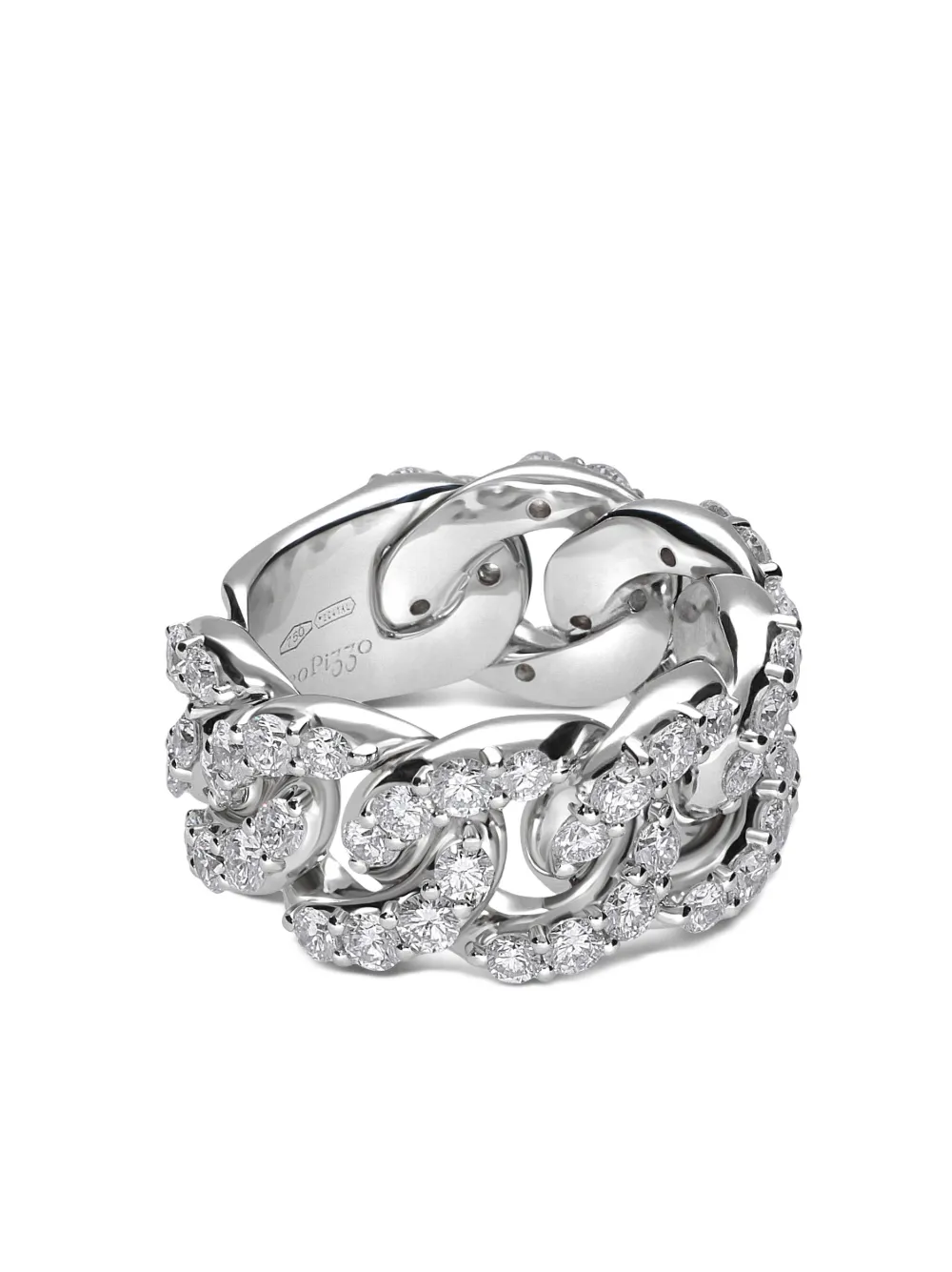 LEO PIZZO 18kt white gold diamond Groumette ring