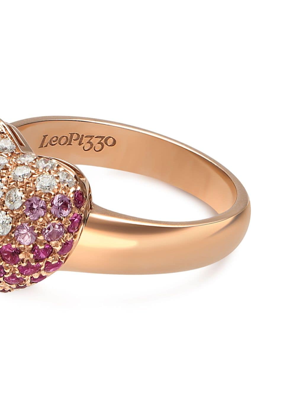 Shop Leo Pizzo 18kt Rose Gold Diamond Sapphire Amore Ring In Pink
