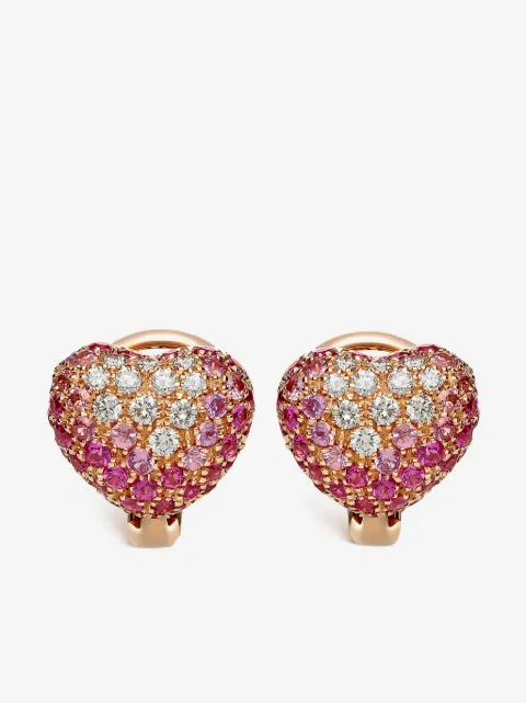 LEO PIZZO 18kt rose gold diamond pink shaded sapphire Amore earrings