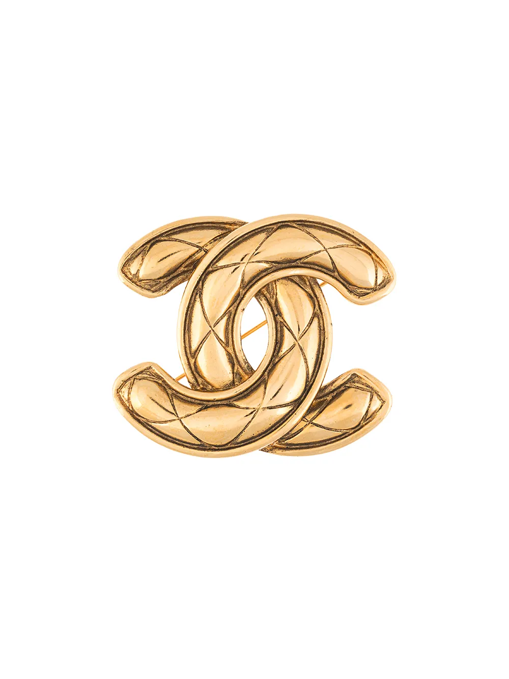 

Chanel Pre-Owned broche con capitonado de rombos y logo CC - Dorado