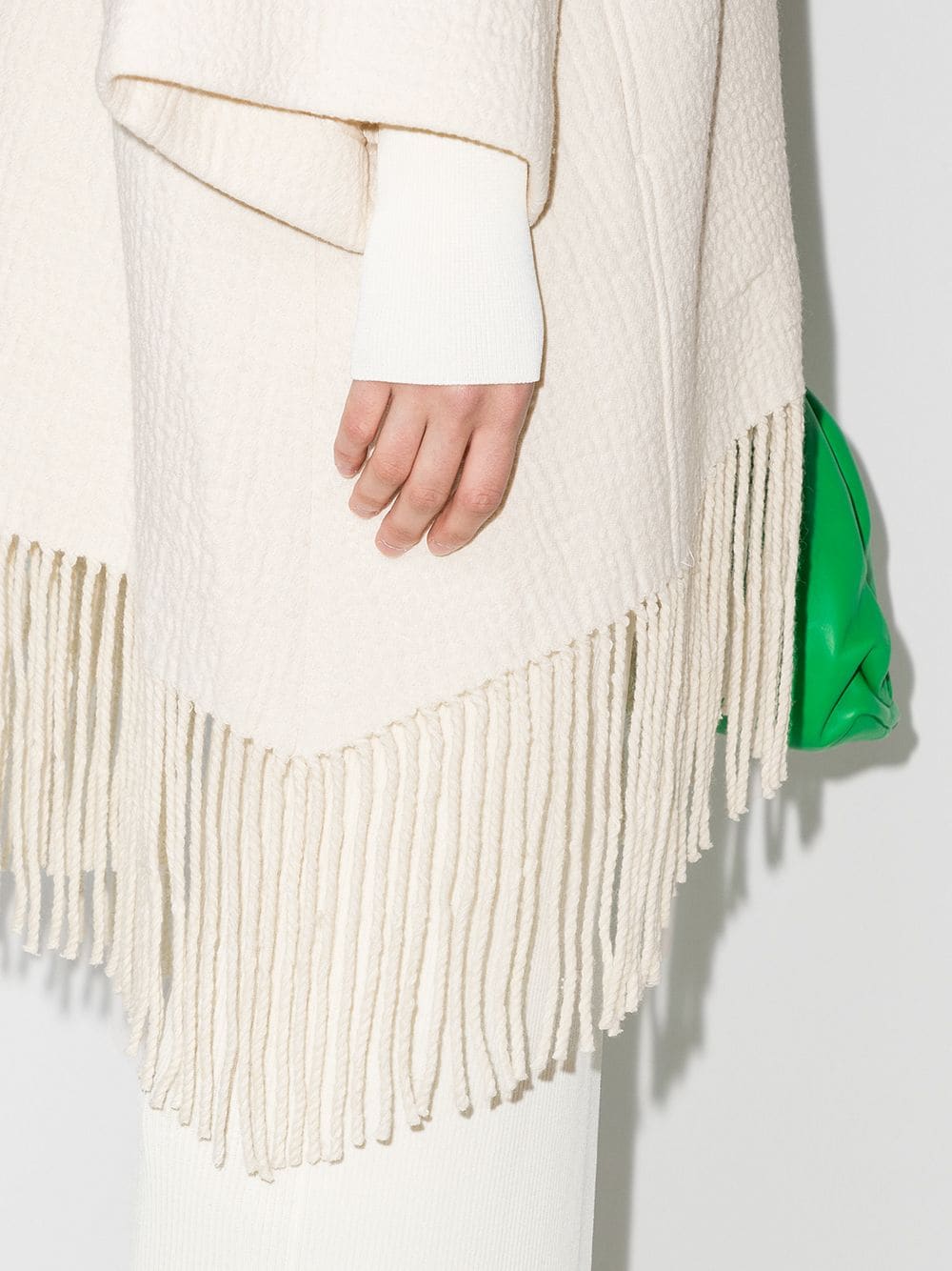 Shop Low Classic Fringed-hem Textured Cape In Neutrals