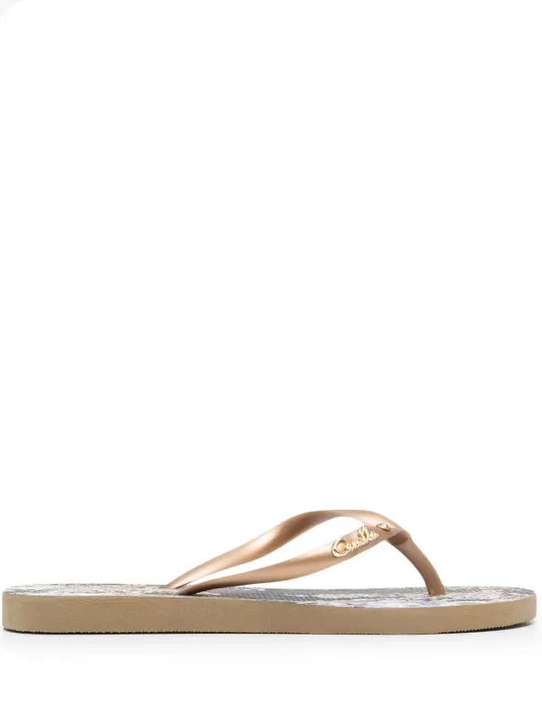 floral print flip flops