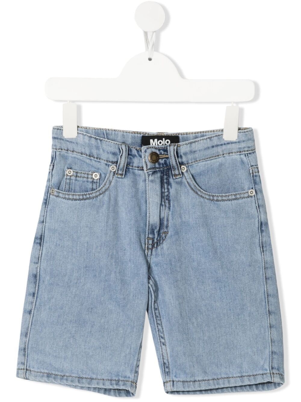 Molo Kids' Logo-patch Denim Shorts In Blue