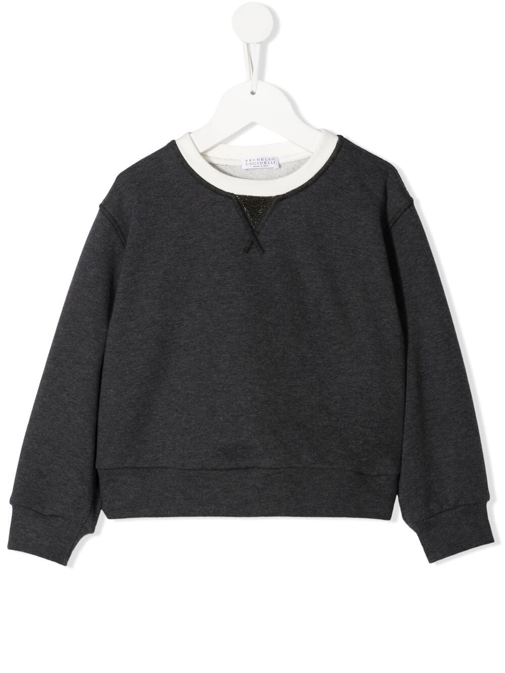 Brunello Cucinelli Kids' Stud-embellished Sweatshirt In Grey