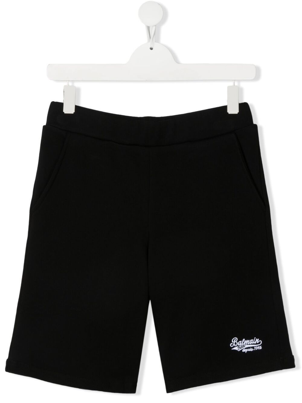 Balmain Teen Logo-print Cotton Shorts In Black