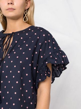 ruffle-sleeve polka-dot blouse展示图