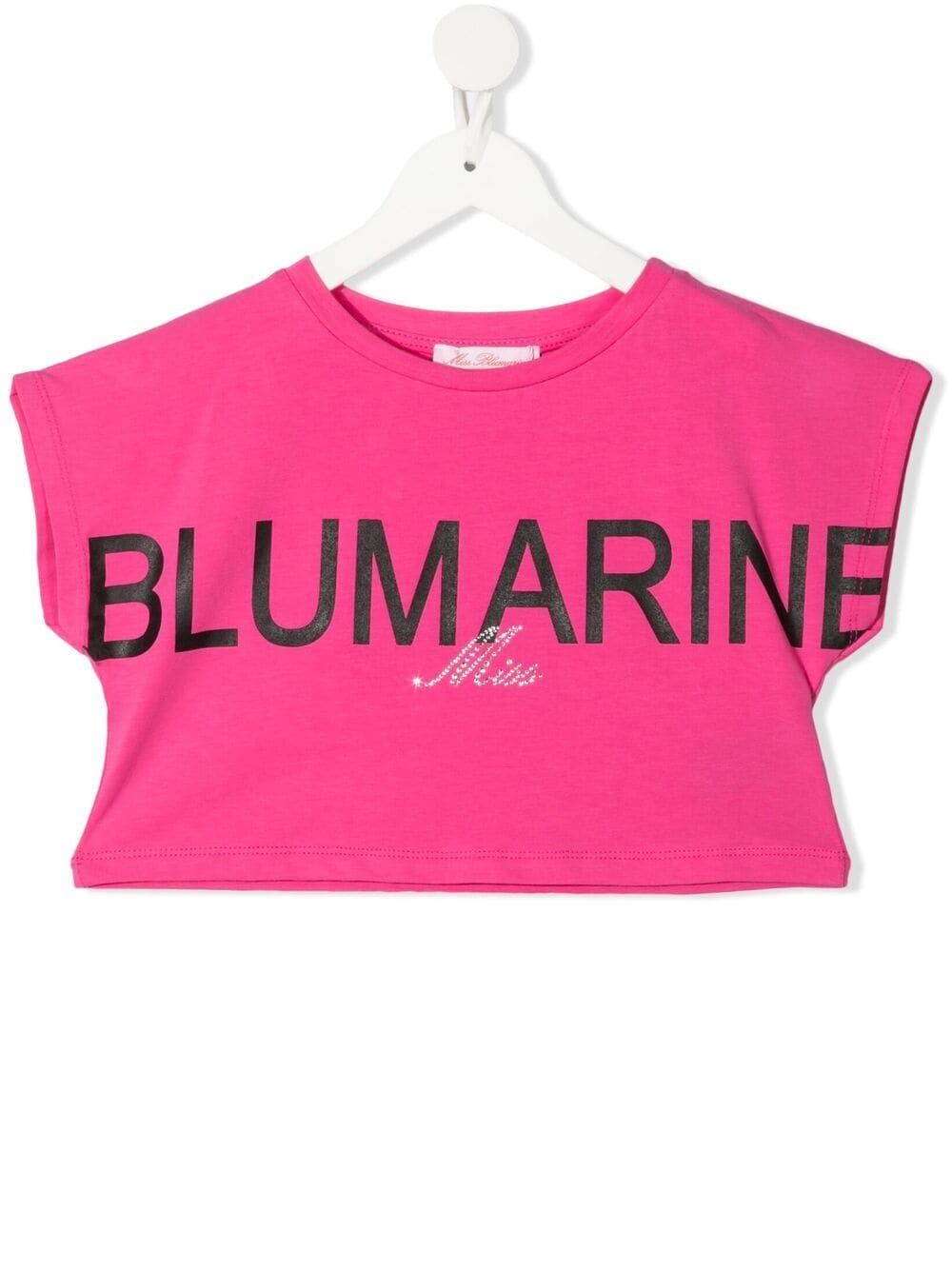 фото Miss blumarine укороченная футболка с логотипом и пайетками